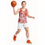 Personalized Sydney Swans Basketball Jersey Polynesian Tribal Swan Mascot With Hibiscus Floral Art