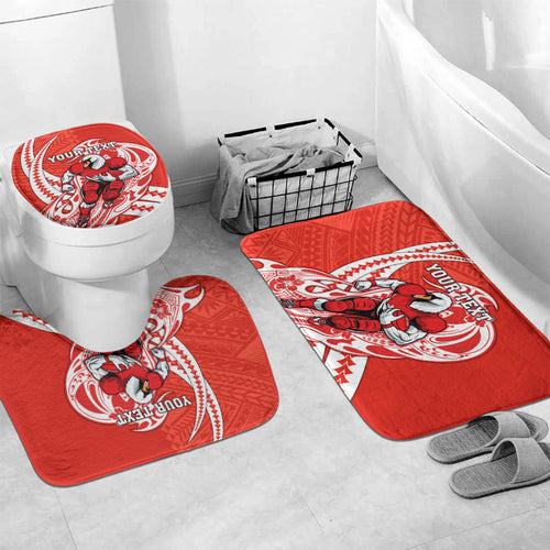 Personalized Sydney Swans Bathroom Set Polynesian Tribal Swan Mascot With Hibiscus Floral Art