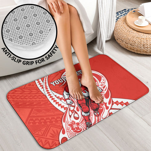 Personalized Sydney Swans Bathroom Set Polynesian Tribal Swan Mascot With Hibiscus Floral Art