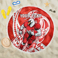 Personalized Sydney Swans Beach Blanket Polynesian Tribal Swan Mascot With Hibiscus Floral Art