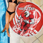 Personalized Sydney Swans Beach Blanket Polynesian Tribal Swan Mascot With Hibiscus Floral Art
