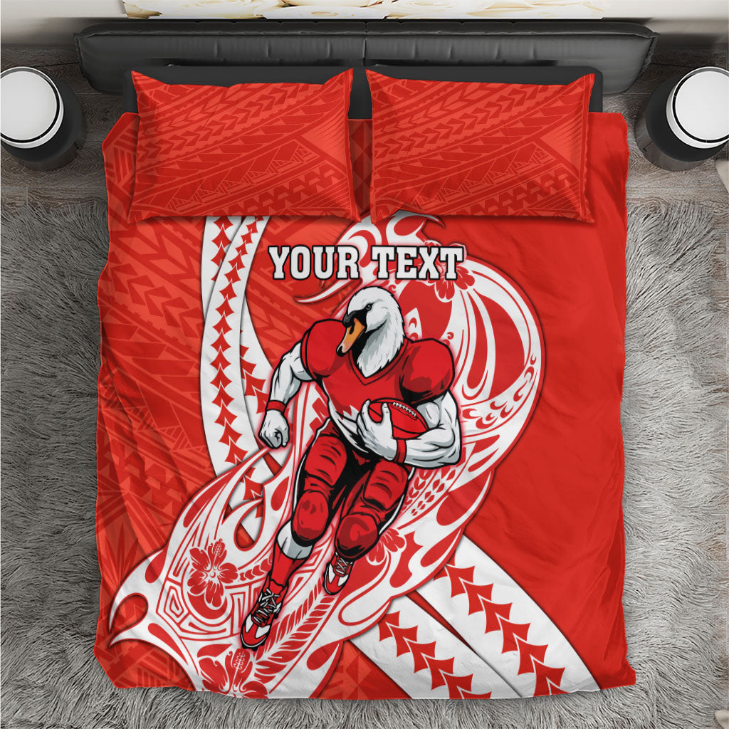 Personalized Sydney Swans Bedding Set Polynesian Tribal Swan Mascot With Hibiscus Floral Art