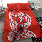 Personalized Sydney Swans Bedding Set Polynesian Tribal Swan Mascot With Hibiscus Floral Art