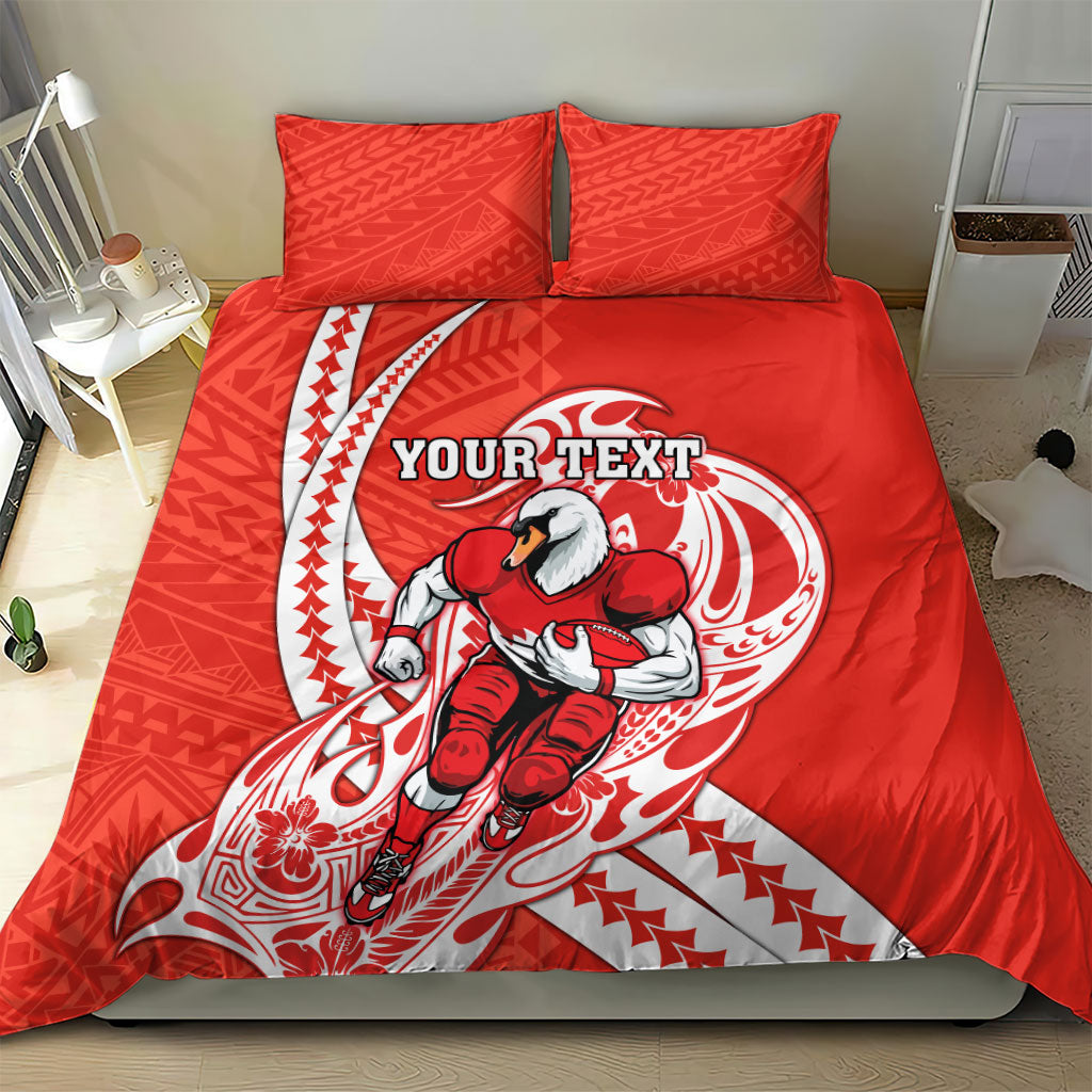 Personalized Sydney Swans Bedding Set Polynesian Tribal Swan Mascot With Hibiscus Floral Art