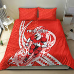 Personalized Sydney Swans Bedding Set Polynesian Tribal Swan Mascot With Hibiscus Floral Art