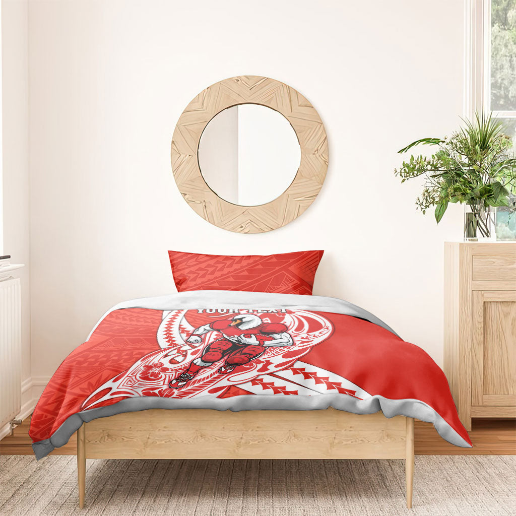 Personalized Sydney Swans Bedding Set Polynesian Tribal Swan Mascot With Hibiscus Floral Art