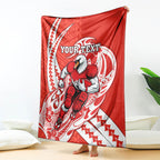 Personalized Sydney Swans Blanket Polynesian Tribal Swan Mascot With Hibiscus Floral Art