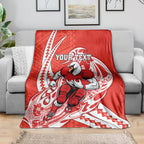 Personalized Sydney Swans Blanket Polynesian Tribal Swan Mascot With Hibiscus Floral Art