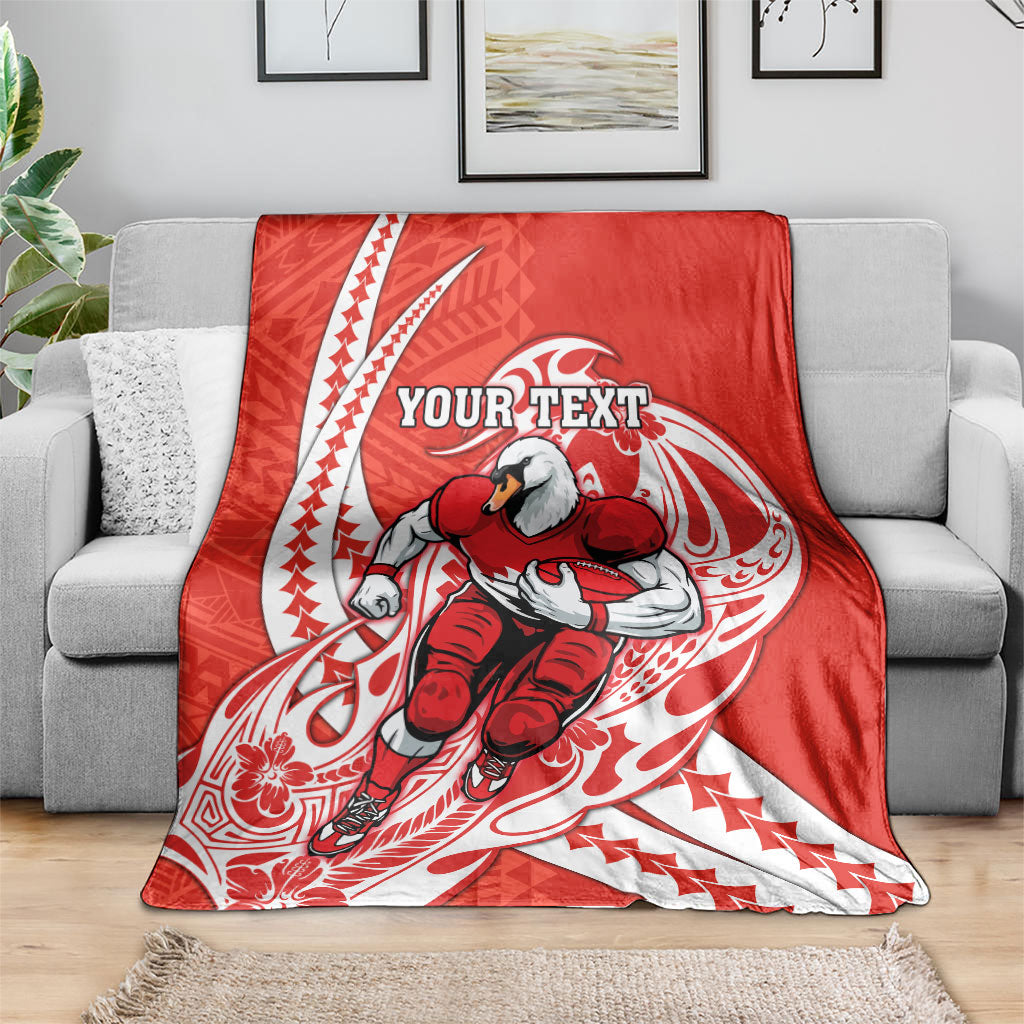 Personalized Sydney Swans Blanket Polynesian Tribal Swan Mascot With Hibiscus Floral Art