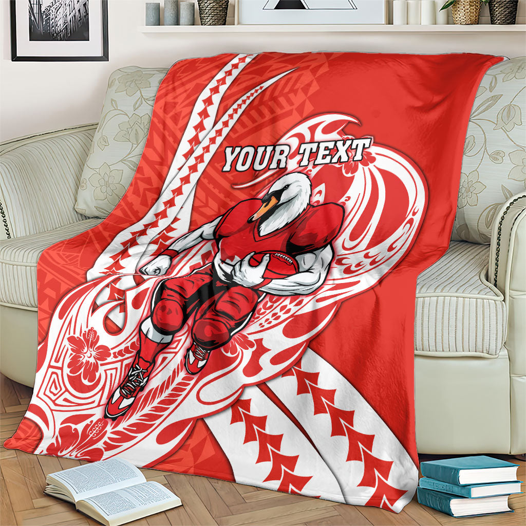 Personalized Sydney Swans Blanket Polynesian Tribal Swan Mascot With Hibiscus Floral Art