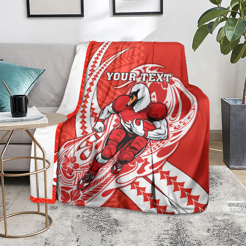 Personalized Sydney Swans Blanket Polynesian Tribal Swan Mascot With Hibiscus Floral Art