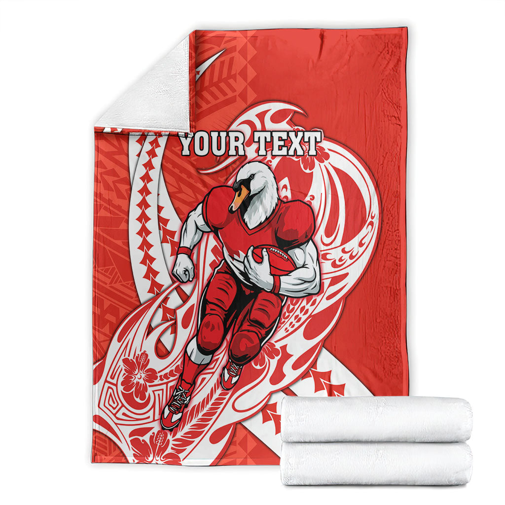Personalized Sydney Swans Blanket Polynesian Tribal Swan Mascot With Hibiscus Floral Art