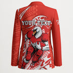 Personalized Sydney Swans Blazer Polynesian Tribal Swan Mascot With Hibiscus Floral Art