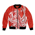 Personalized Sydney Swans Bomber Jacket Polynesian Tribal Swan Mascot With Hibiscus Floral Art