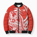 Personalized Sydney Swans Bomber Puffer Jacket Polynesian Tribal Swan Mascot With Hibiscus Floral Art