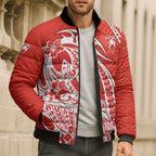 Personalized Sydney Swans Bomber Puffer Jacket Polynesian Tribal Swan Mascot With Hibiscus Floral Art