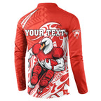Personalized Sydney Swans Button Sweatshirt Polynesian Tribal Swan Mascot With Hibiscus Floral Art