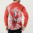Personalized Sydney Swans Button Sweatshirt Polynesian Tribal Swan Mascot With Hibiscus Floral Art