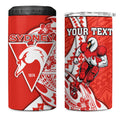 Personalized Sydney Swans 4 in 1 Can Cooler Tumbler Polynesian Tribal Swan Mascot With Hibiscus Floral Art