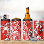 Personalized Sydney Swans 4 in 1 Can Cooler Tumbler Polynesian Tribal Swan Mascot With Hibiscus Floral Art
