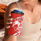 Personalized Sydney Swans 4 in 1 Can Cooler Tumbler Polynesian Tribal Swan Mascot With Hibiscus Floral Art