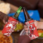 Personalized Sydney Swans 4 in 1 Can Cooler Tumbler Polynesian Tribal Swan Mascot With Hibiscus Floral Art