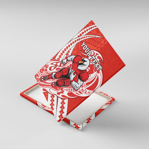 Personalized Sydney Swans Canvas Wall Art Polynesian Tribal Swan Mascot With Hibiscus Floral Art
