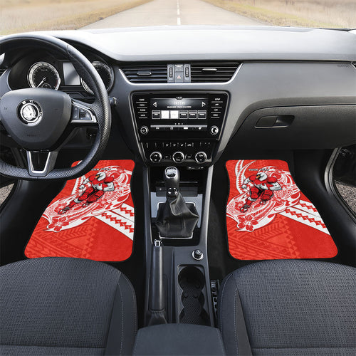 Personalized Sydney Swans Car Mats Polynesian Tribal Swan Mascot With Hibiscus Floral Art