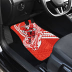 Personalized Sydney Swans Car Mats Polynesian Tribal Swan Mascot With Hibiscus Floral Art