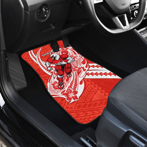 Personalized Sydney Swans Car Mats Polynesian Tribal Swan Mascot With Hibiscus Floral Art