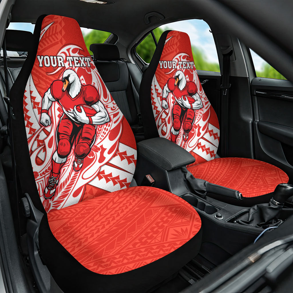 Personalized Sydney Swans Car Seat Cover Polynesian Tribal Swan Mascot With Hibiscus Floral Art