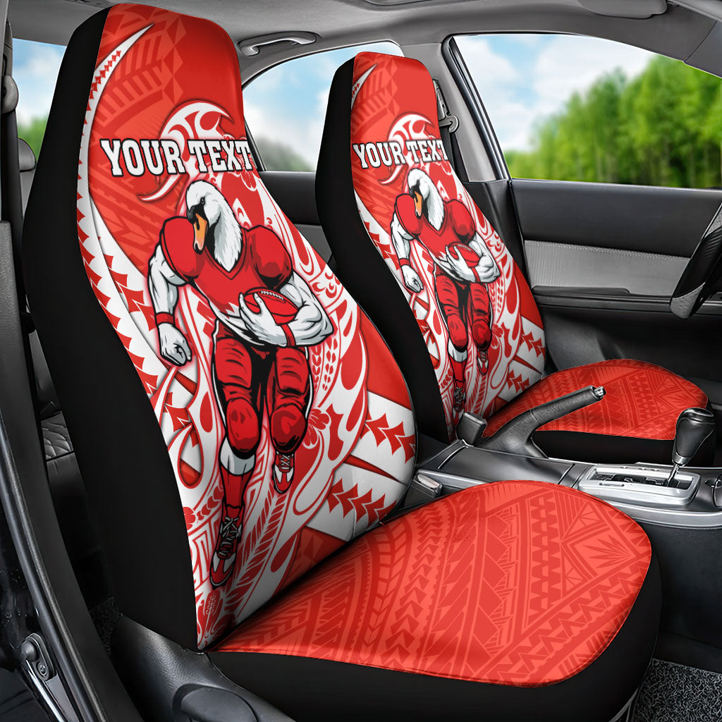 Personalized Sydney Swans Car Seat Cover Polynesian Tribal Swan Mascot With Hibiscus Floral Art