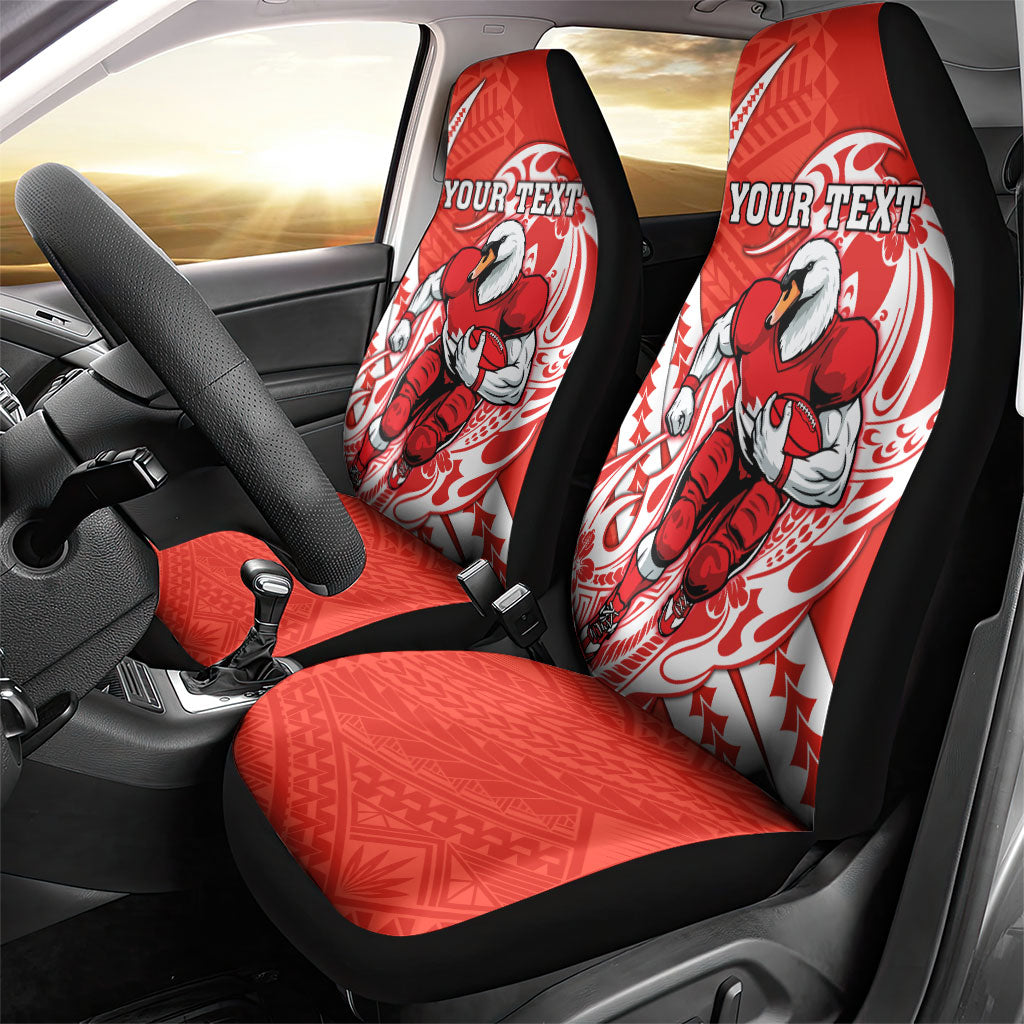 Personalized Sydney Swans Car Seat Cover Polynesian Tribal Swan Mascot With Hibiscus Floral Art