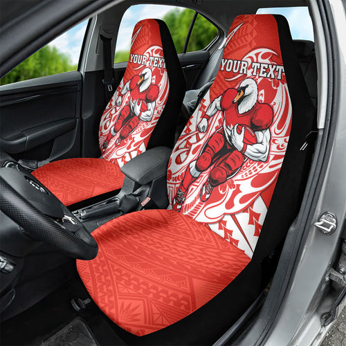 Personalized Sydney Swans Car Seat Cover Polynesian Tribal Swan Mascot With Hibiscus Floral Art