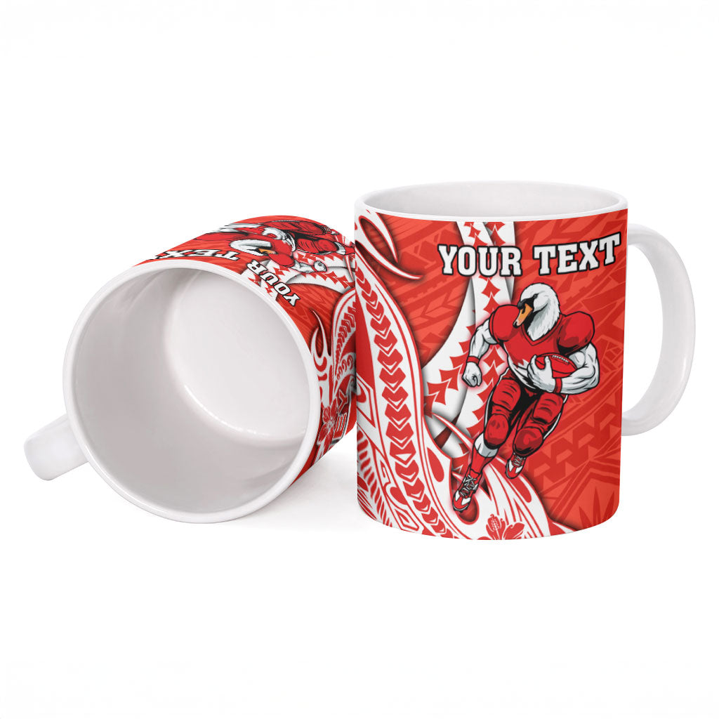 Personalized Sydney Swans Ceramic Mug Polynesian Tribal Swan Mascot With Hibiscus Floral Art