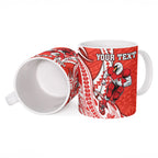 Personalized Sydney Swans Ceramic Mug Polynesian Tribal Swan Mascot With Hibiscus Floral Art