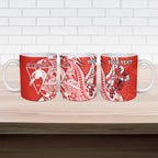 Personalized Sydney Swans Ceramic Mug Polynesian Tribal Swan Mascot With Hibiscus Floral Art