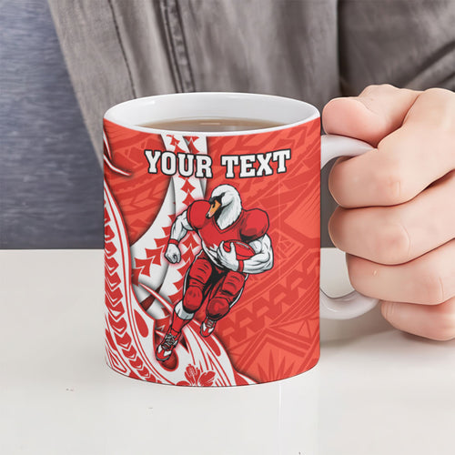 Personalized Sydney Swans Ceramic Mug Polynesian Tribal Swan Mascot With Hibiscus Floral Art