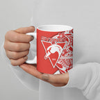 Personalized Sydney Swans Ceramic Mug Polynesian Tribal Swan Mascot With Hibiscus Floral Art