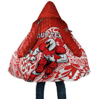Personalized Sydney Swans Cloak Polynesian Tribal Swan Mascot With Hibiscus Floral Art