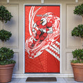 Personalized Sydney Swans Door Cover Polynesian Tribal Swan Mascot With Hibiscus Floral Art