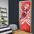 Personalized Sydney Swans Door Cover Polynesian Tribal Swan Mascot With Hibiscus Floral Art