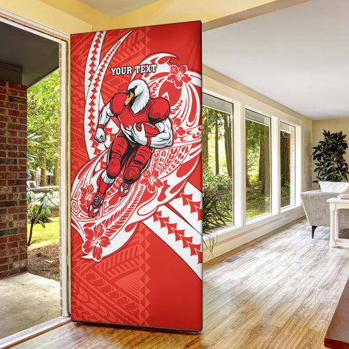 Personalized Sydney Swans Door Cover Polynesian Tribal Swan Mascot With Hibiscus Floral Art