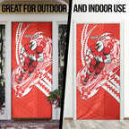 Personalized Sydney Swans Door Cover Polynesian Tribal Swan Mascot With Hibiscus Floral Art