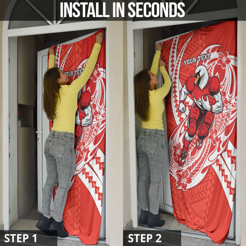Personalized Sydney Swans Door Cover Polynesian Tribal Swan Mascot With Hibiscus Floral Art