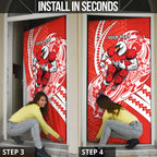 Personalized Sydney Swans Door Cover Polynesian Tribal Swan Mascot With Hibiscus Floral Art