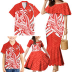 Personalized Sydney Swans Family Matching Mermaid Dress and Hawaiian Shirt Polynesian Tribal Swan Mascot With Hibiscus Floral Art