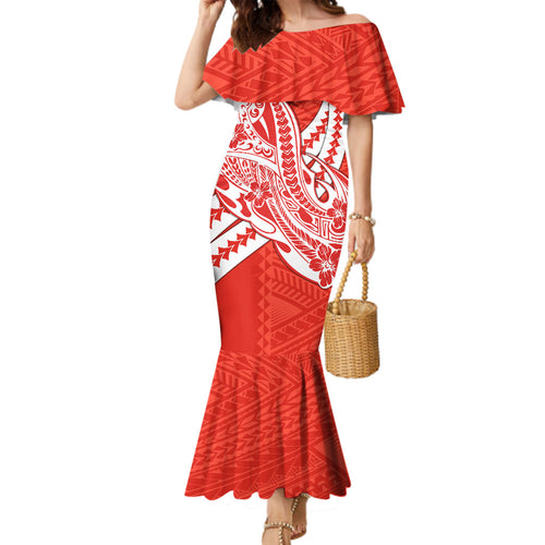 Personalized Sydney Swans Family Matching Mermaid Dress and Hawaiian Shirt Polynesian Tribal Swan Mascot With Hibiscus Floral Art