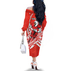 Personalized Sydney Swans Family Matching Off The Shoulder Long Sleeve Dress and Hawaiian Shirt Polynesian Tribal Swan Mascot With Hibiscus Floral Art