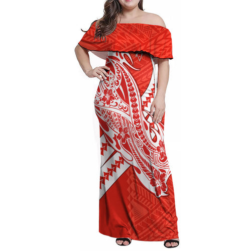 Personalized Sydney Swans Family Matching Off Shoulder Maxi Dress and Hawaiian Shirt Polynesian Tribal Swan Mascot With Hibiscus Floral Art